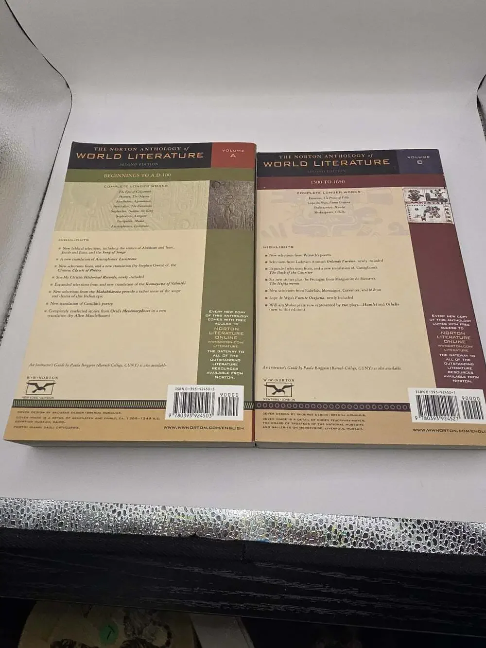 Norton Anthology of World Literature Books Vol A, C